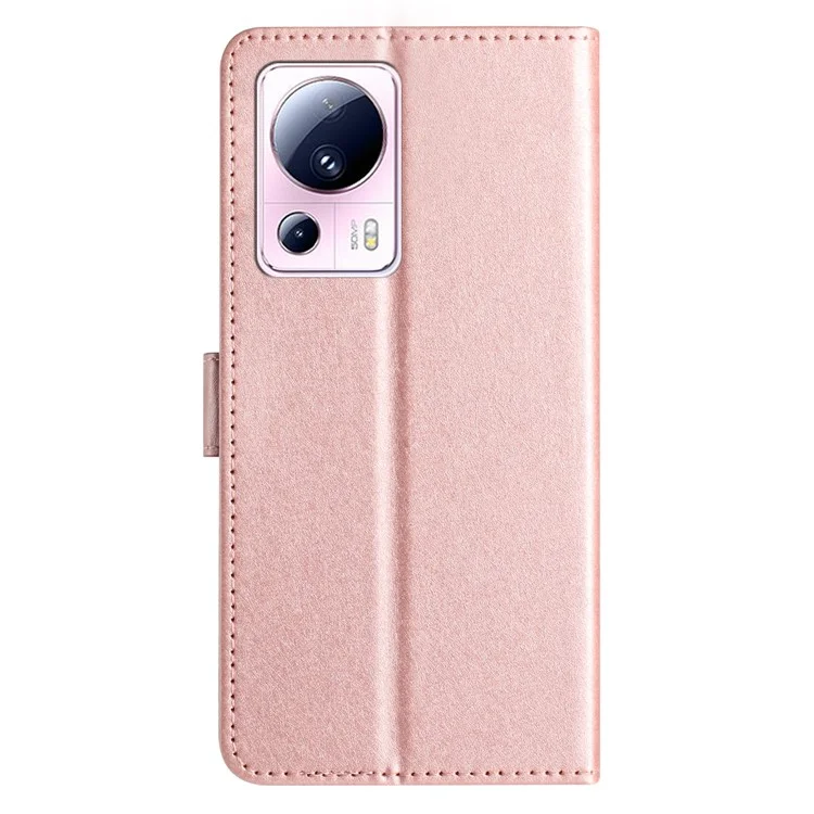 Для Xiaomi 13 Lite / Civi 2 5G PU кожаный чехол с шелковой текстурой, кошелек, подставка, откидная крышка - Розовое золото