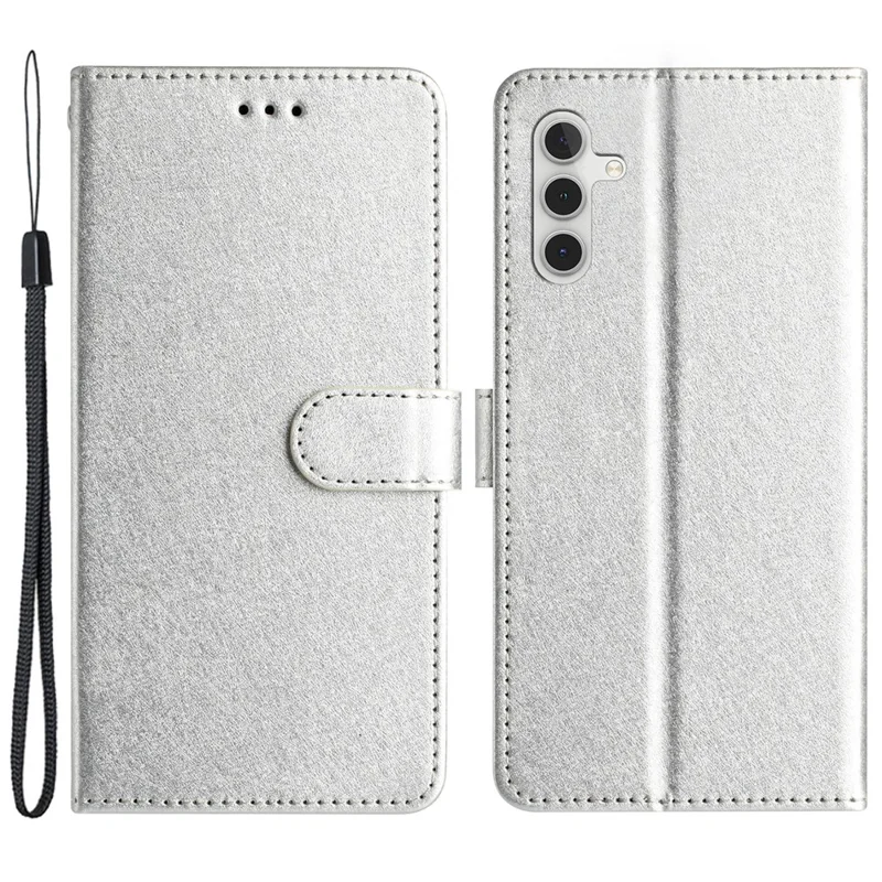 حالة هاتف بملمس حريري لجهاز Samsung Galaxy A54 5G غطاء محفظة من جلد PU قابل للطي - فضي
