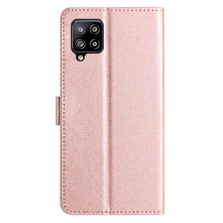 For Samsung Galaxy A42 5G Silk Texture Wallet Phone Case Foldable Stand Leather Cover - Rose Gold