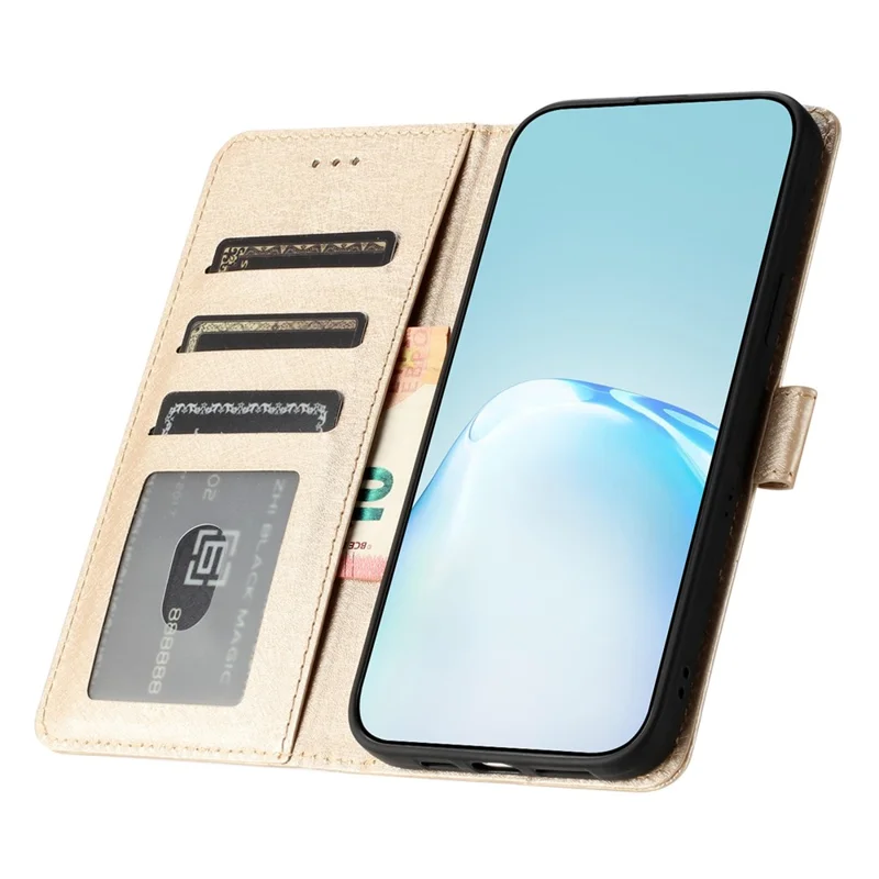 For Samsung Galaxy A53 5G Silk Texture Horizontal Stand Leather Cover Wallet Phone Case - Gold
