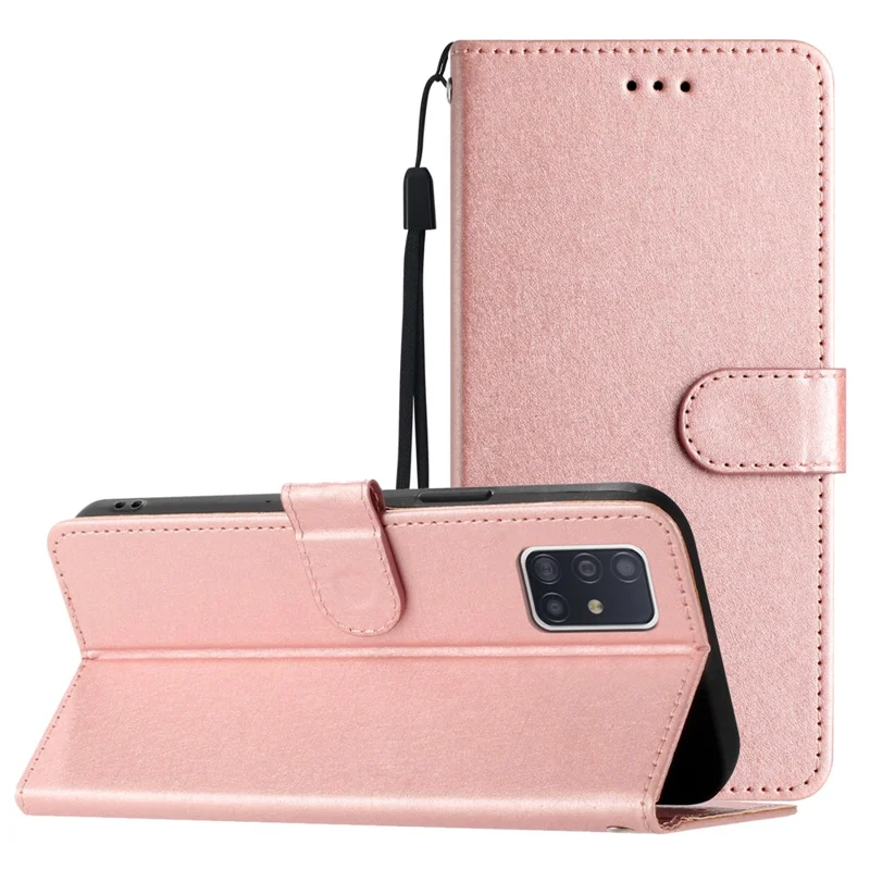 Para Samsung Galaxy A71 4G SM-A715 Capa de Carteira de Telefone à Prova de Arranhões em Couro com Suporte - Rose Gold