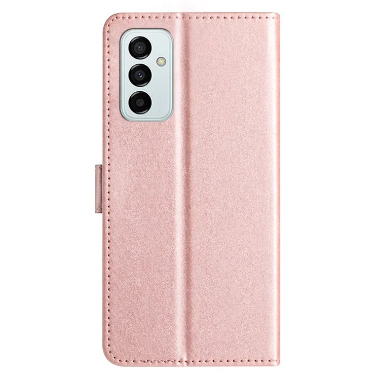 Противоударный чехол-бумажник для Samsung Galaxy M52 5G, шелковая текстура, ПУ-кожа, подставка, ремешок для руки, откидной чехол - розовое золото