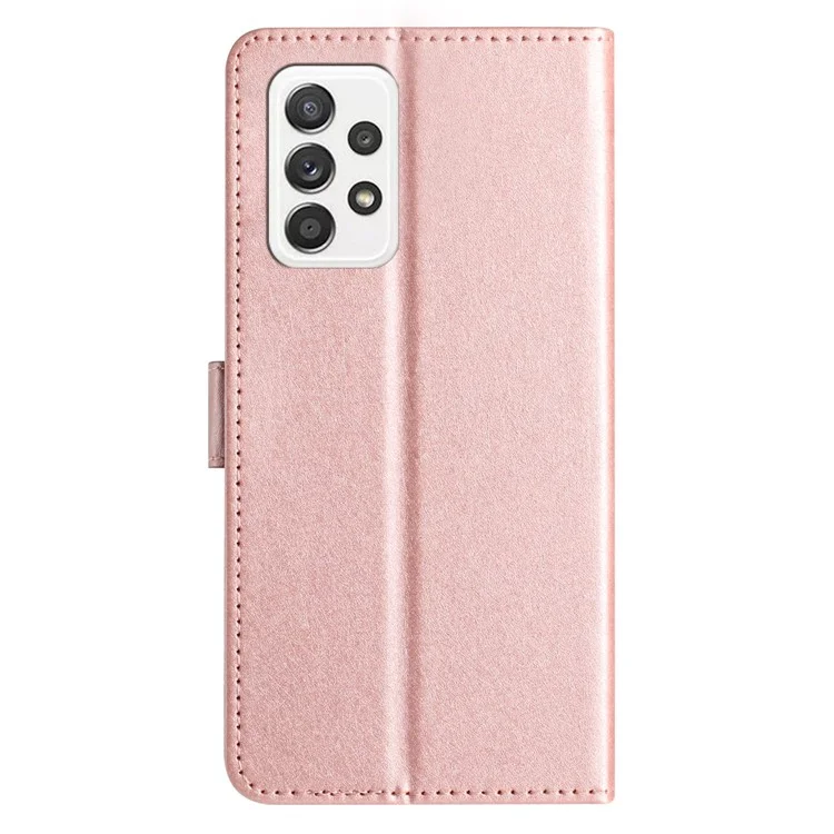 Cartera de teléfono para Samsung Galaxy A32 4G (Versión UE) Textura de seda Prueba de caída Funda de piel de PU con soporte Flip Case - Oro rosa