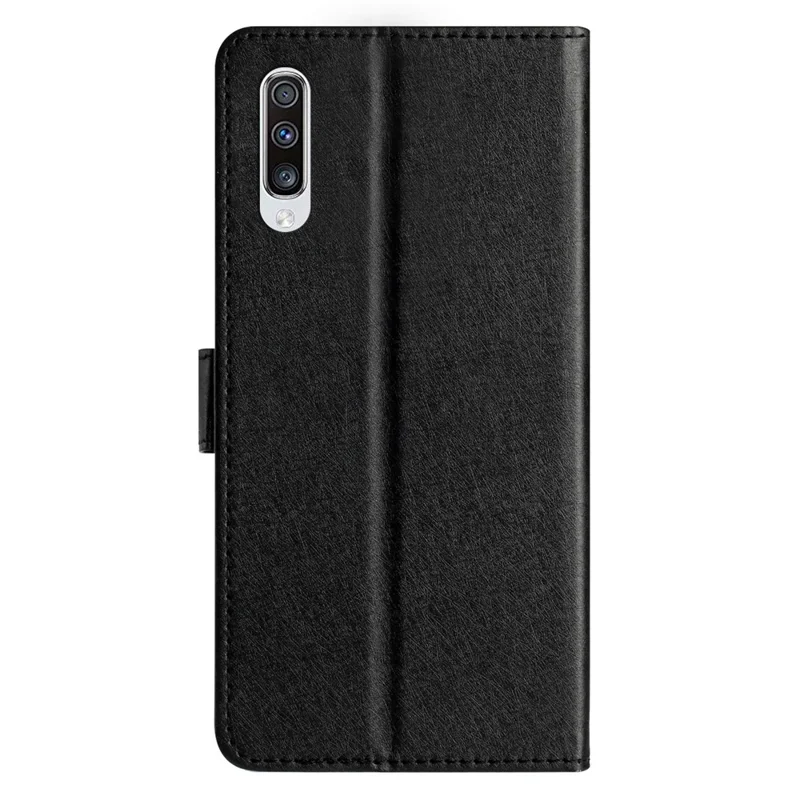 Coque texturée en soie pour Samsung Galaxy A50 / A50s / A30s Étui portefeuille en cuir avec support et dragonne - Noir