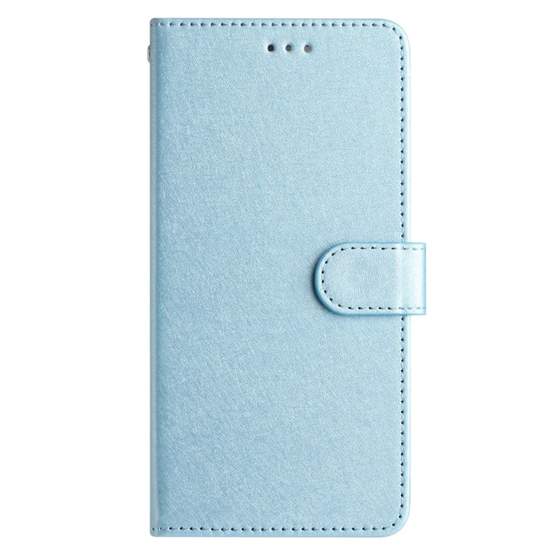 Flip Case for iPhone 13 mini 5.4 inch Silk Texture PU Leather Phone Cover Wallet Stand with Wrist Strap - Sky Blue