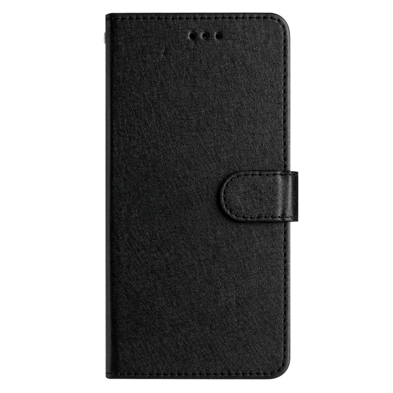 For iPhone 6 / 6s / 7 / 8 / SE (2020) / SE (2022) Phone Stand PU Leather Cover Silk Texture Wallet Case with Wrist Strap - Black