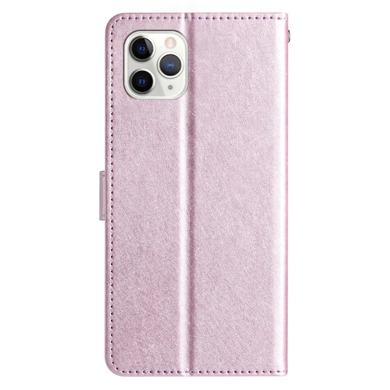 Flip Case for iPhone 11 Pro Max Silk Texture PU Leather Wallet Phone Foldable Stand Cover with Wrist Strap - Light Purple