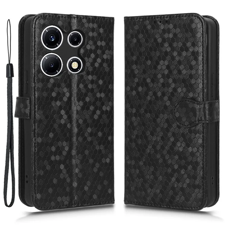 Per Infinix Note 30 VIP 5G Phone Wallet Case Dot Imprinted Stand PU Leather Cover - Nero