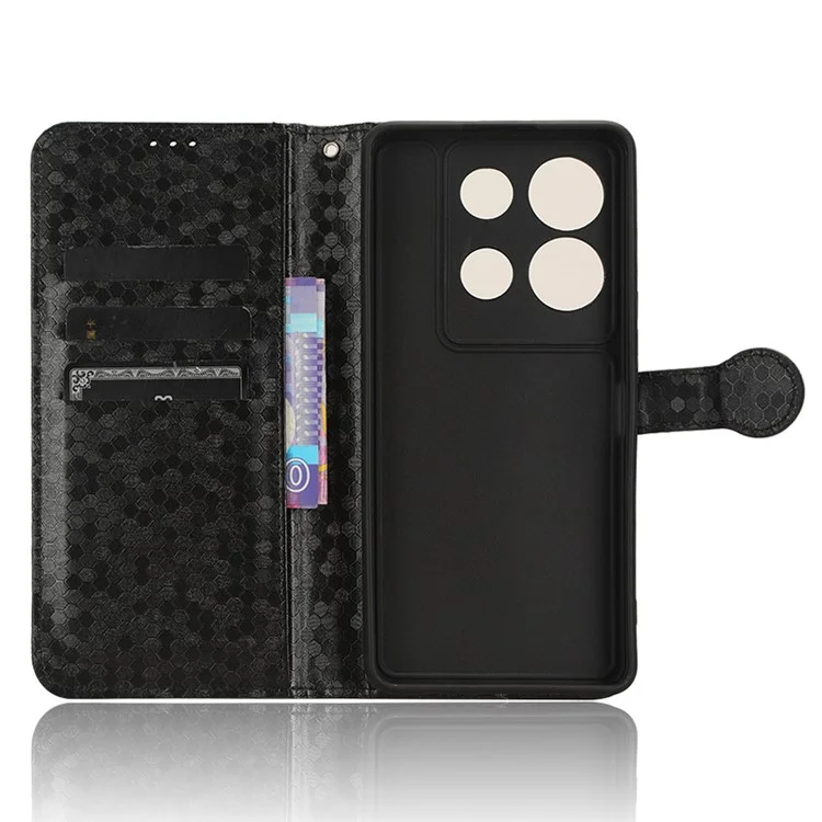 Per Infinix Note 30 VIP 5G Phone Wallet Case Dot Imprinted Stand PU Leather Cover - Nero