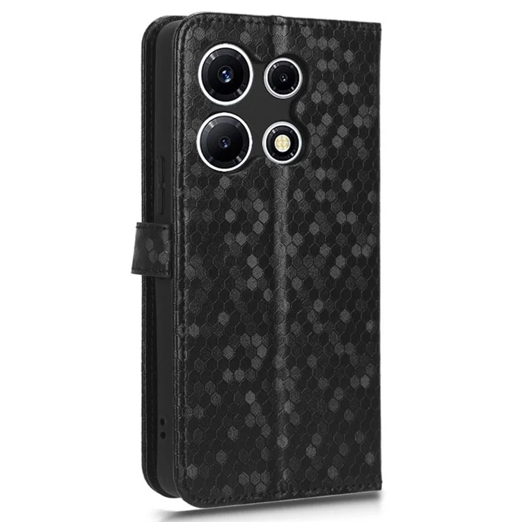 Per Infinix Note 30 VIP 5G Phone Wallet Case Dot Imprinted Stand PU Leather Cover - Nero