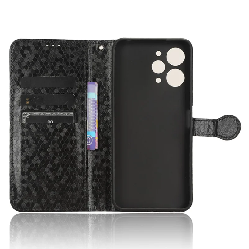 Для Xiaomi Redmi 12 4G Imprinted Dot Pattern Phone Cover PU Leather Stand Case Wallet Phone Shell - Black