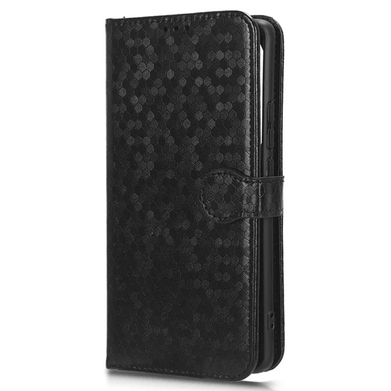 Для Xiaomi Redmi 12 4G Imprinted Dot Pattern Phone Cover PU Leather Stand Case Wallet Phone Shell - Black