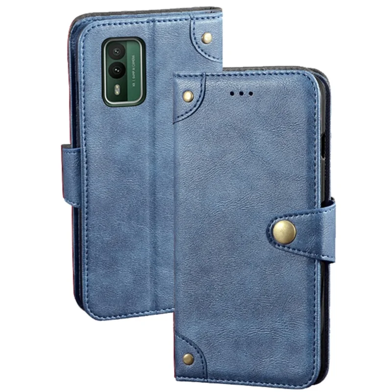 IDEWEI voor Nokia XR21 Schokbestendig Telefoonhoesje Krasbestendig Portemonnee PU Leren Telefoonhoes - Blauw