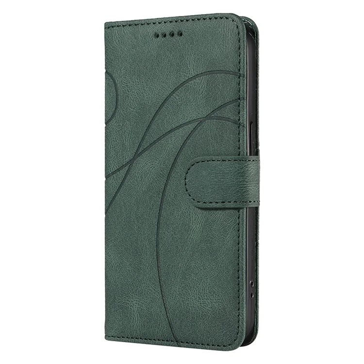 Für Samsung Galaxy A32 5G / M32 5G Handy-Cover Bedruckter gewölbter Linienstativ PU-Leder-Geldbörsenfall - Grün