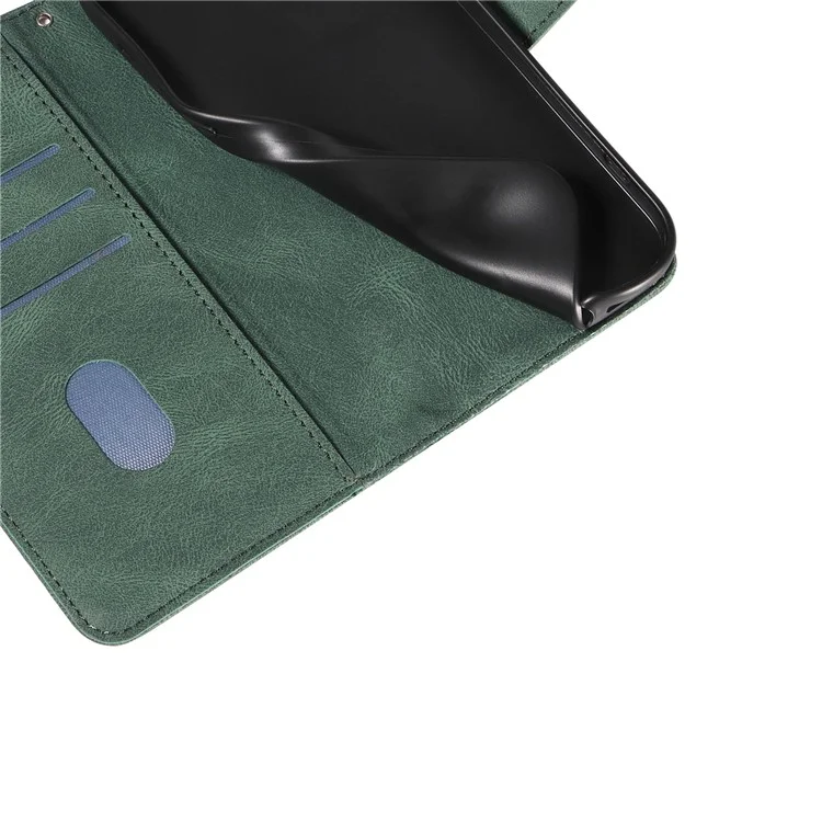 Für Samsung Galaxy A32 5G / M32 5G Handy-Cover Bedruckter gewölbter Linienstativ PU-Leder-Geldbörsenfall - Grün