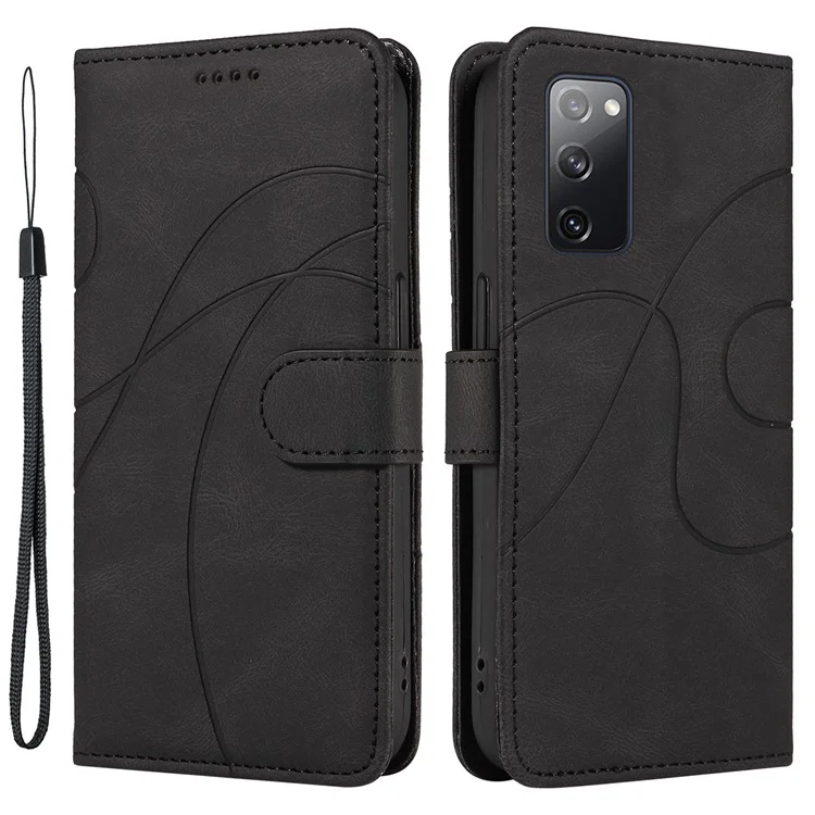 Para Samsung Galaxy S20 FE 5G / S20 FE / S20 FE 2022 / S20 Lite Capa de Telefone de Couro da Carteira Impressa - Preta