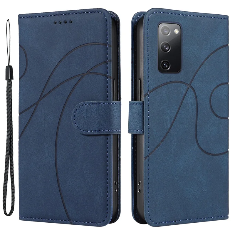 For Samsung Galaxy S20 FE 5G / S20 FE / S20 FE 2022 / S20 Lite Wallet Leather Phone Cover Imprinted Stand Case - Blue