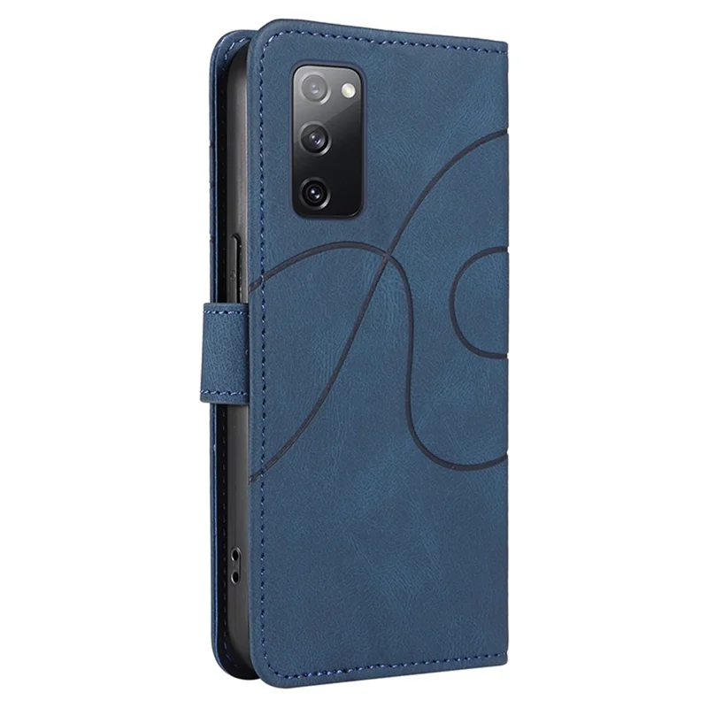 For Samsung Galaxy S20 FE 5G / S20 FE / S20 FE 2022 / S20 Lite Wallet Leather Phone Cover Imprinted Stand Case - Blue