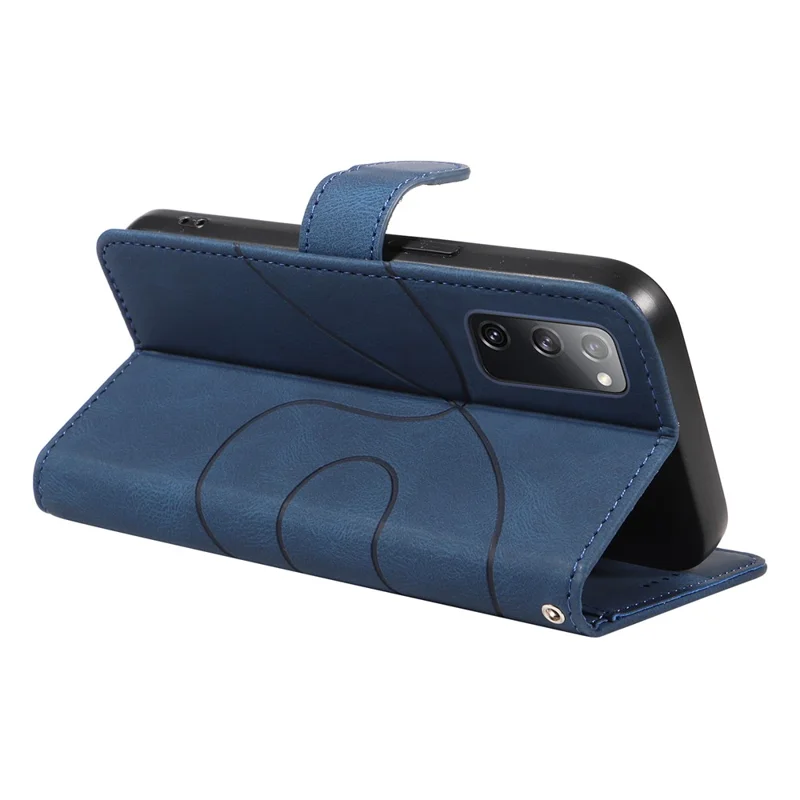 For Samsung Galaxy S20 FE 5G / S20 FE / S20 FE 2022 / S20 Lite Wallet Leather Phone Cover Imprinted Stand Case - Blue