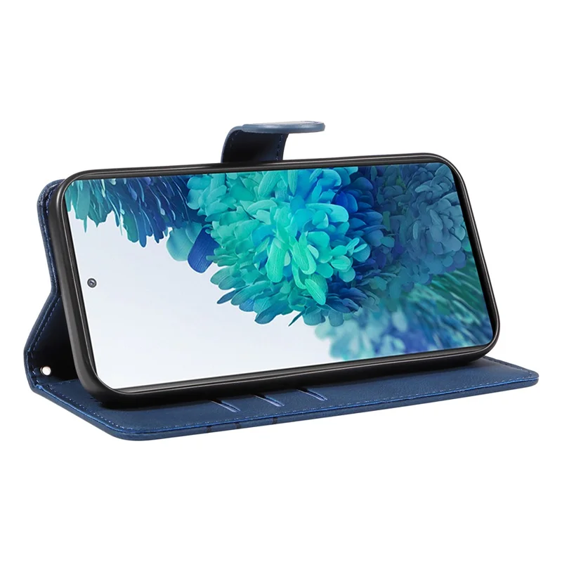 For Samsung Galaxy S20 FE 5G / S20 FE / S20 FE 2022 / S20 Lite Wallet Leather Phone Cover Imprinted Stand Case - Blue
