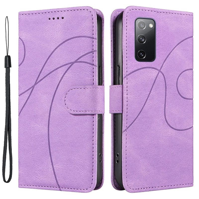 For Samsung Galaxy S20 FE 5G / S20 FE / S20 FE 2022 / S20 Lite Wallet Leather Phone Cover Imprinted Stand Case - Light Purple