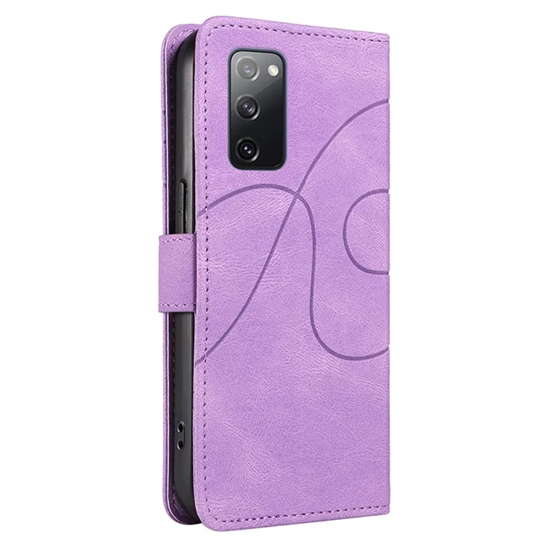 For Samsung Galaxy S20 FE 5G / S20 FE / S20 FE 2022 / S20 Lite Wallet Leather Phone Cover Imprinted Stand Case - Light Purple
