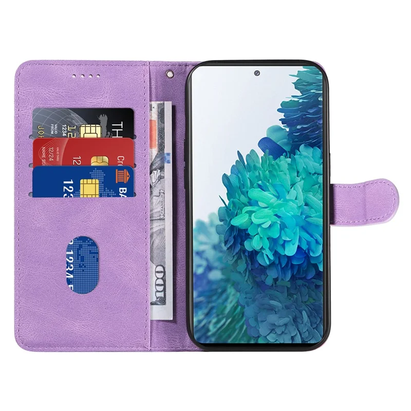 For Samsung Galaxy S20 FE 5G / S20 FE / S20 FE 2022 / S20 Lite Wallet Leather Phone Cover Imprinted Stand Case - Light Purple