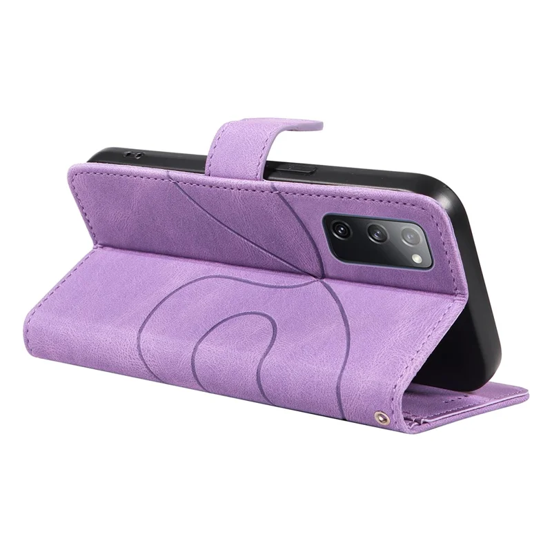 For Samsung Galaxy S20 FE 5G / S20 FE / S20 FE 2022 / S20 Lite Wallet Leather Phone Cover Imprinted Stand Case - Light Purple