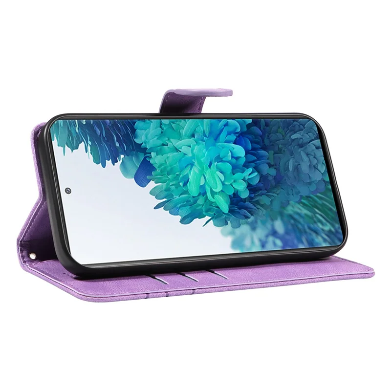 For Samsung Galaxy S20 FE 5G / S20 FE / S20 FE 2022 / S20 Lite Wallet Leather Phone Cover Imprinted Stand Case - Light Purple