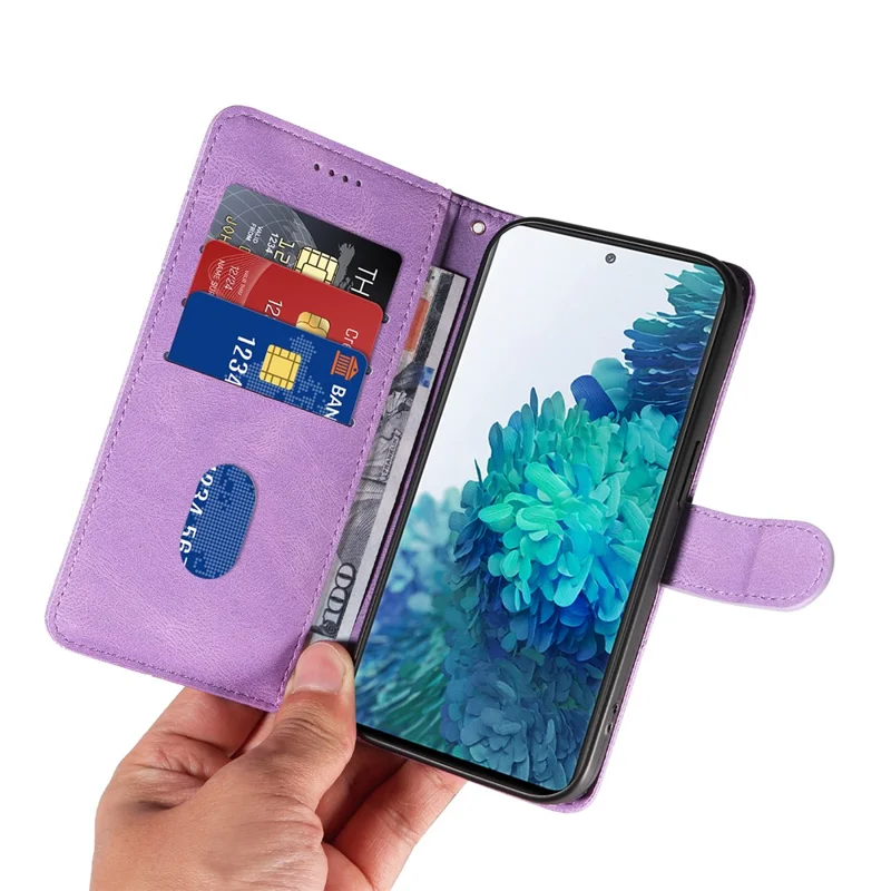 For Samsung Galaxy S20 FE 5G / S20 FE / S20 FE 2022 / S20 Lite Wallet Leather Phone Cover Imprinted Stand Case - Light Purple