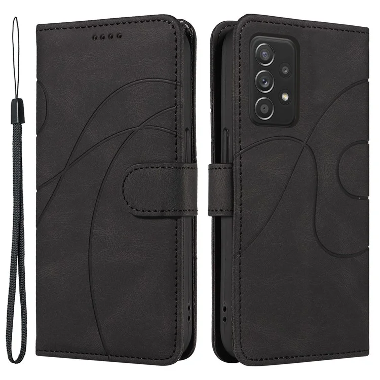 Für Samsung Galaxy A52 4G / A52s 5G / A52 5G Staubdichtes Geprägtes Design Handyhülle PU-Leder Ständer-Geldbörse - Schwarz