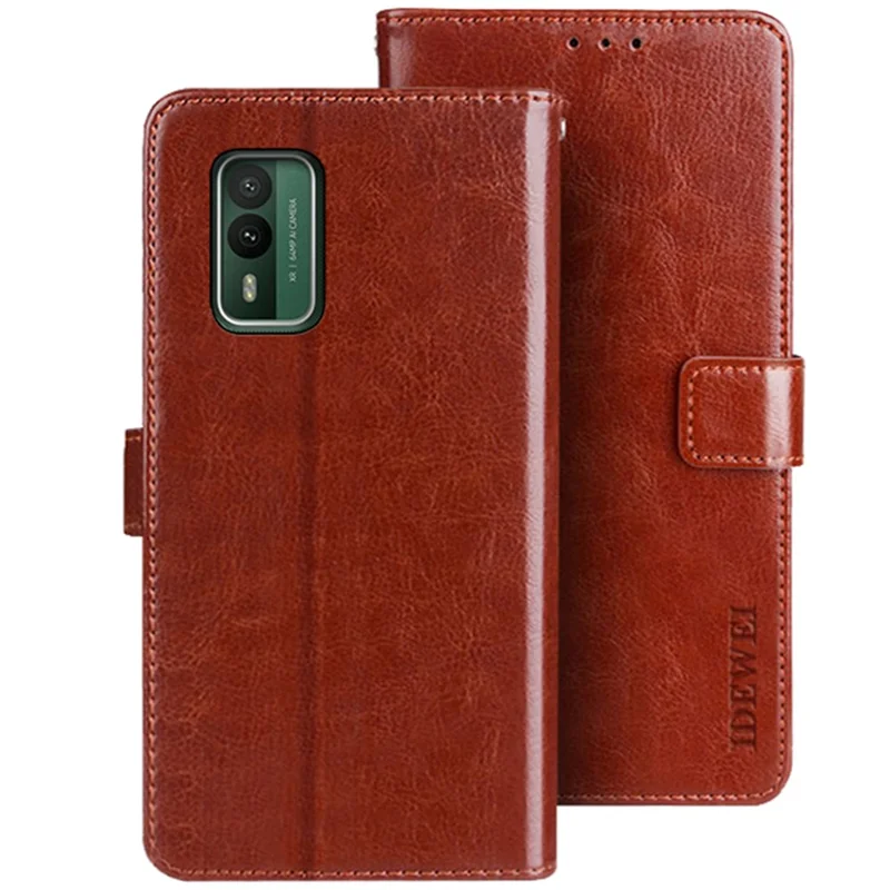 IDEWEI voor Nokia XR21 portemonnee telefoonhoes met crazy horse structuur stand anti-val lederen cover - Bruin