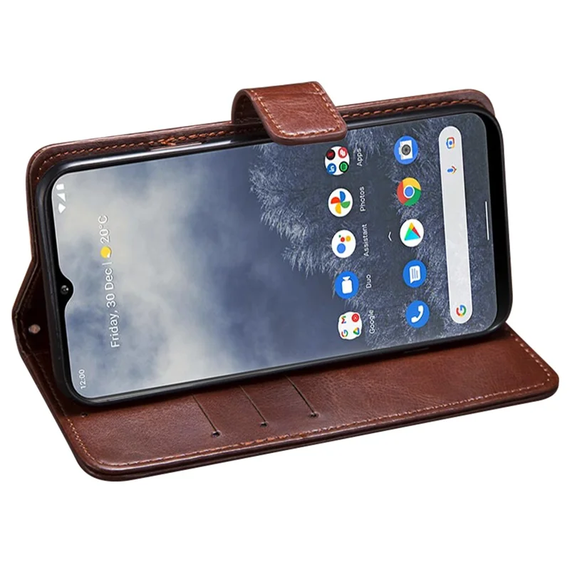 IDEWEI voor Nokia XR21 portemonnee telefoonhoes met crazy horse structuur stand anti-val lederen cover - Bruin