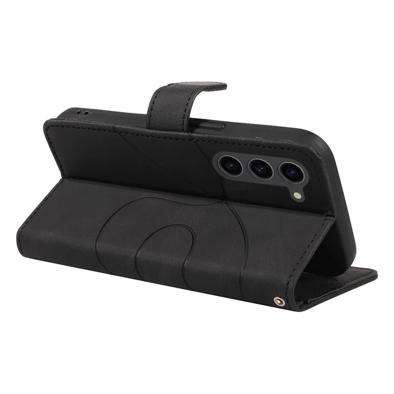 Para o telefone Samsung Galaxy S23 Capa Carteira PU Leather Imprinted Line Stand Smartphone Cover - Preto