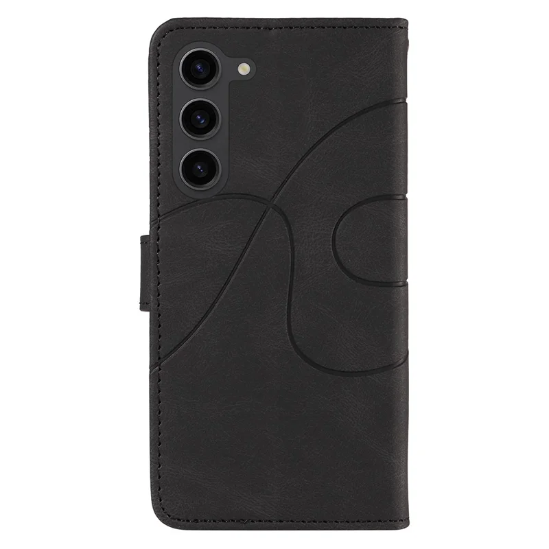 Para o telefone Samsung Galaxy S23 Capa Carteira PU Leather Imprinted Line Stand Smartphone Cover - Preto
