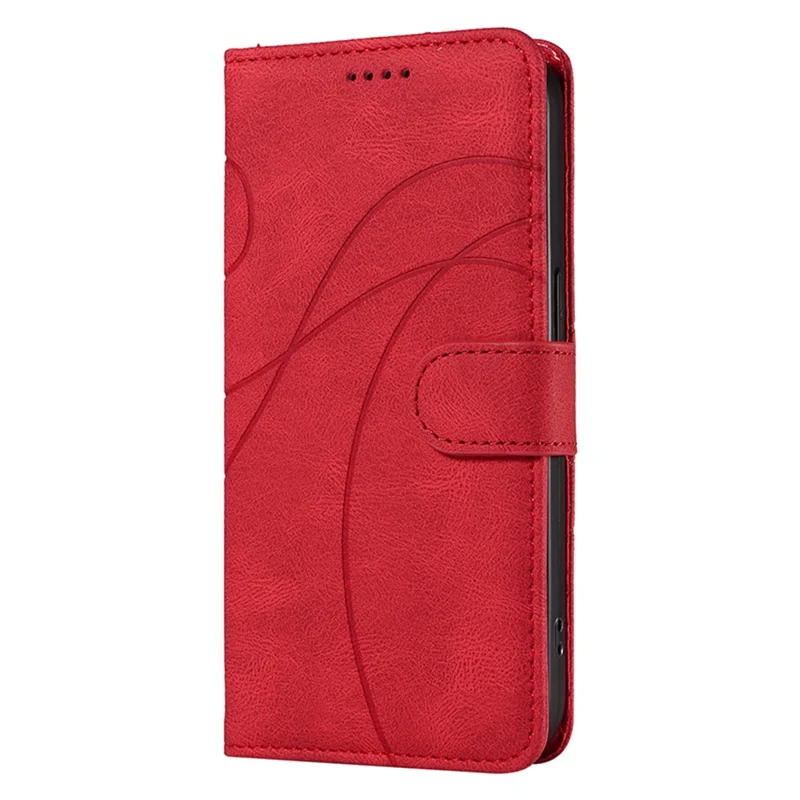 For Samsung Galaxy A13 4G / 5G Wallet Phone Cover PU Leather Imprinted Line Case with Stand - Red