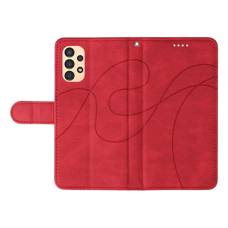 For Samsung Galaxy A13 4G / 5G Wallet Phone Cover PU Leather Imprinted Line Case with Stand - Red