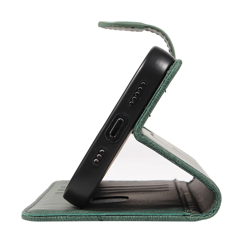 For Samsung Galaxy A13 4G / 5G Wallet Phone Cover PU Leather Imprinted Line Case with Stand - Green