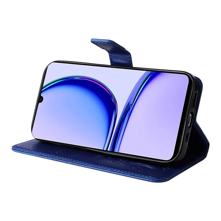KT Imprinting Flower Series-2 Pour Realme C53 (Global) / C53 (Inde) / C51 Étui de Téléphone en Portefeuille en Cuir PU avec Motif Papillon, Support Pliable - Bleu