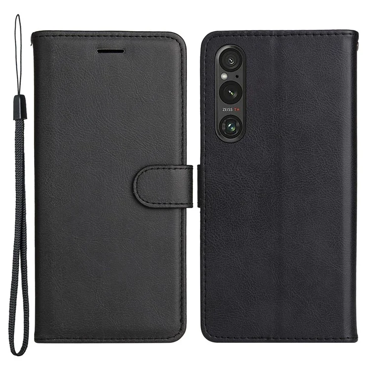KT Leather Series-2 Per Sony Xperia 1 V Custodia in Pelle PU Antiurto - Nero