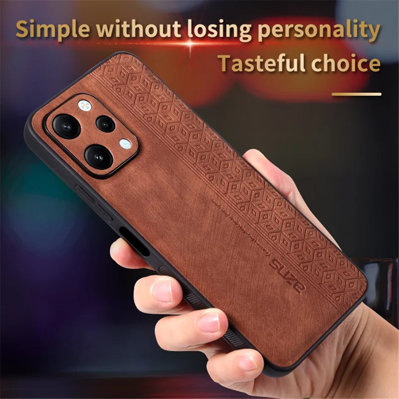 AZNS für Xiaomi Redmi 12 4G Schutzhülle aus beschichtetem PU-Leder mit Prägung - Braun