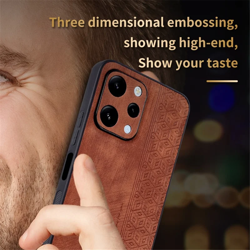 AZNS für Xiaomi Redmi 12 4G Schutzhülle aus beschichtetem PU-Leder mit Prägung - Braun
