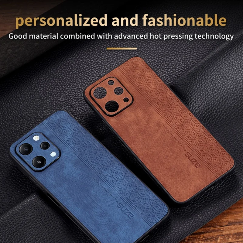 AZNS für Xiaomi Redmi 12 4G Schutzhülle aus beschichtetem PU-Leder mit Prägung - Braun