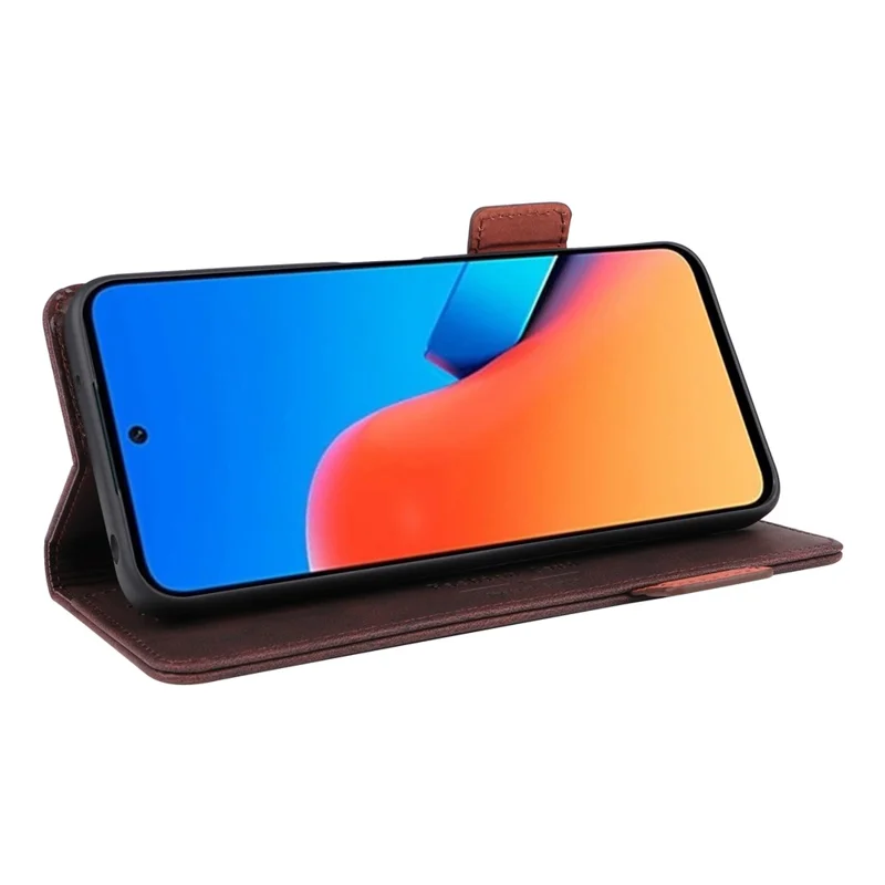 Voor Xiaomi Redmi 12 4G Hardware Decor PU Leather Wallet Hoesje Stand Beschermhoes - Koffie
