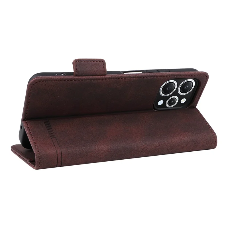 Voor Xiaomi Redmi 12 4G Hardware Decor PU Leather Wallet Hoesje Stand Beschermhoes - Koffie