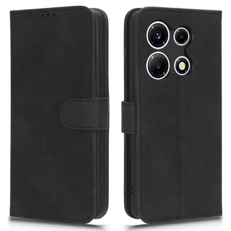 PU Leather Skin-Touch Stand Case for Infinix Note 30 VIP 5G , Wallet Anti-Drop Phone Cover - Black