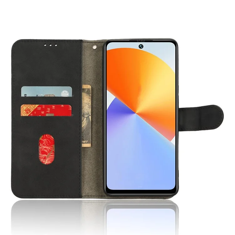 PU Leather Skin-Touch Stand Case for Infinix Note 30 VIP 5G , Wallet Anti-Drop Phone Cover - Black