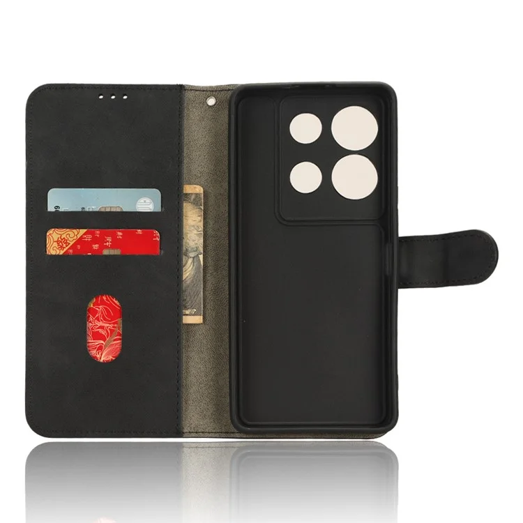 PU Leather Skin-Touch Stand Case for Infinix Note 30 VIP 5G , Wallet Anti-Drop Phone Cover - Black