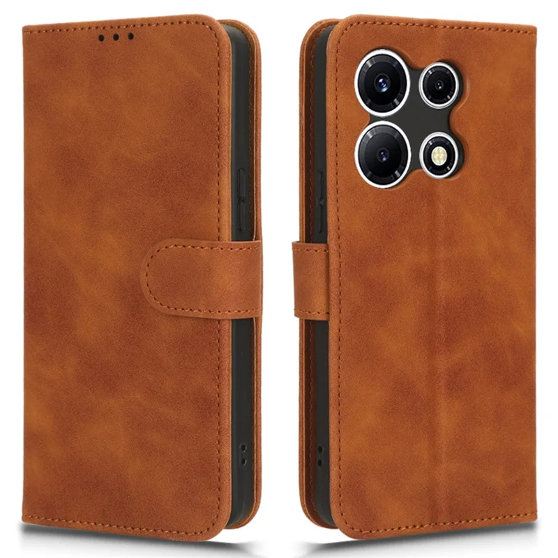 PU Leather Skin-Touch Stand Case for Infinix Note 30 VIP 5G , Wallet Anti-Drop Phone Cover - Brown