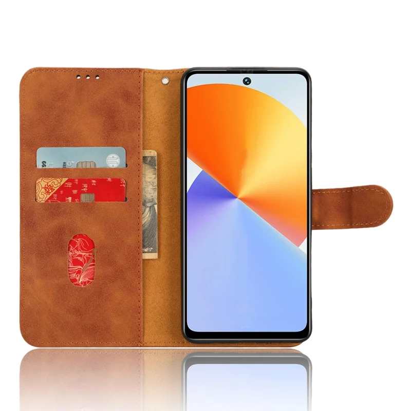 PU Leather Skin-Touch Stand Case for Infinix Note 30 VIP 5G , Wallet Anti-Drop Phone Cover - Brown